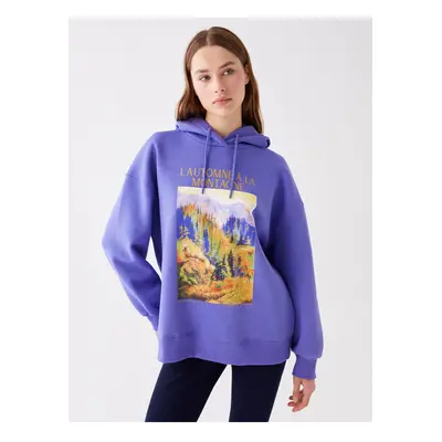 LC Waikiki Printed Long Sleeve Oversize Women's Hoodie