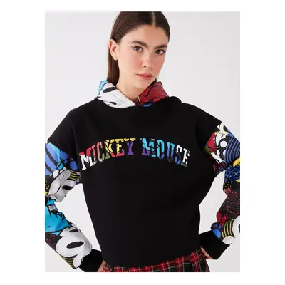 LC Waikiki Mickey Mouse Printed Long Sleeve Oversize Women's Hoodie