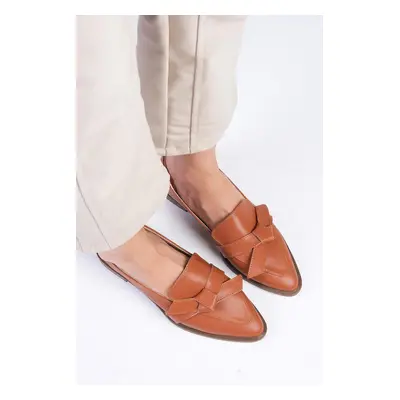 Mio Gusto Ezra Women's Tan Loafers Casual Flat Shoes