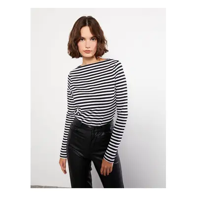 LC Waikiki Women's Crew Neck Striped Long Sleeve Cotton T-Shirt