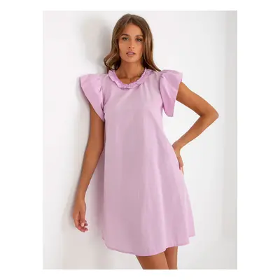 Light purple dress with ruffles on the sleeve