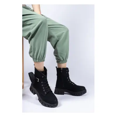 Riccon Extra Matte Black Skin Women's Mini Bag Combat Boots