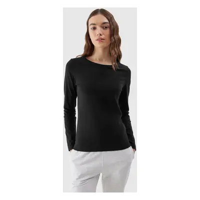 Women's Plain Long Sleeve T-Shirt 4F - Black