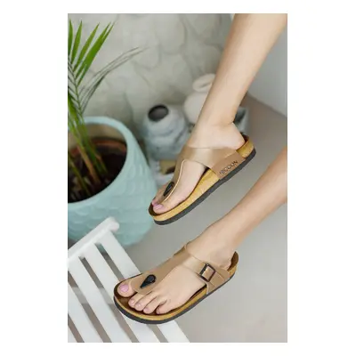 Riccon Unisex Gold Skin Slippers