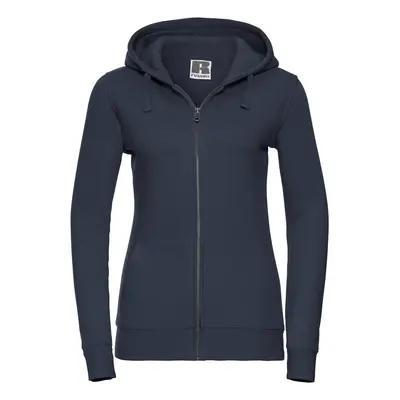 Navy blue women's sweatshirt with hood and zipper Authentic Russell