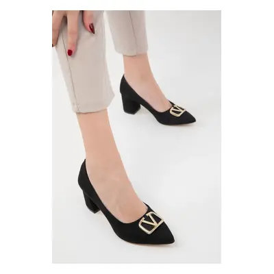 Soho Black Suede Women's Classic Heeled Shoes