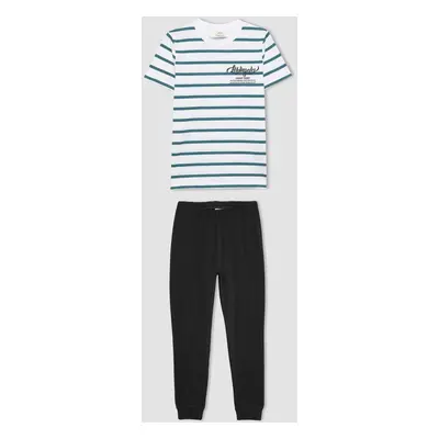 DEFACTO Boys' Striped Short Sleeve Pajamas Set