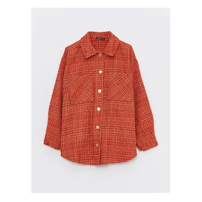 LC Waikiki Front Button Closure Long Sleeve Plaid Women's Oversize Shirt Jacket