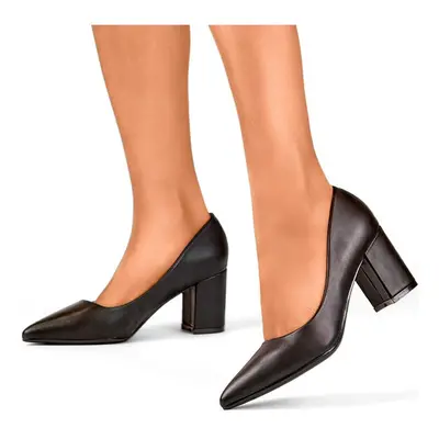 primohurt Black classic low-heeled pumps, women's shoes for the office