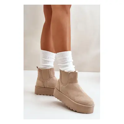 Women's platform snow boots with elastic inserts light beige Rialine