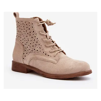 S.Barski Women's patterned ankle boots, light beige