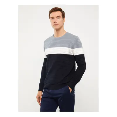 LC Waikiki Crew Neck Long Sleeve Color Block Men's Knitwear Sweater