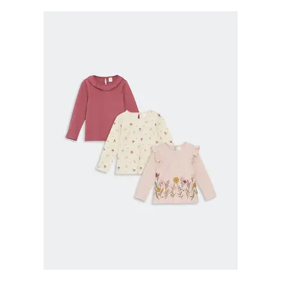 LC Waikiki 3-Piece Crew Neck Long Sleeve Printed Baby Girl's T-Shirt