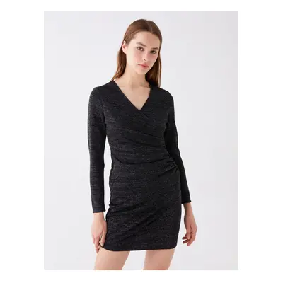 LC Waikiki Double Breasted Collar Shiny Looking Women's Dress