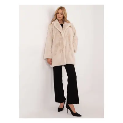 Light beige coat with snap fasteners