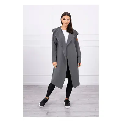 Long cardigan with a graphite hood