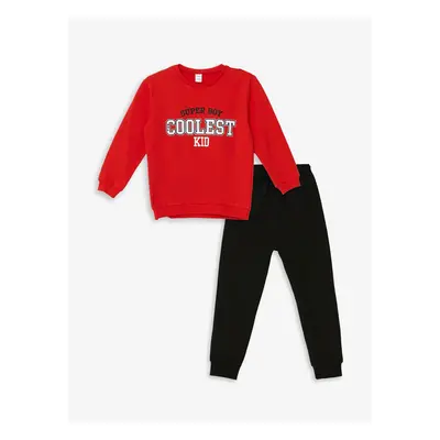 LC Waikiki Crew Neck Long Sleeve Printed Baby Boy T-Shirt and Tracksuit Bottoms 2-piece Set