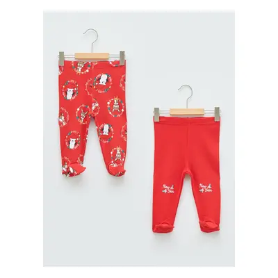 LC Waikiki New Year Themed Baby Girl Trousers with Elastic Waist, Pack of