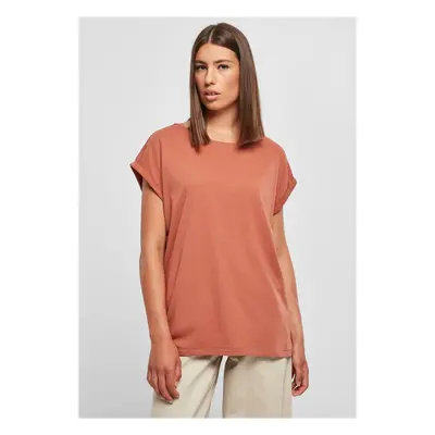 Women's terracotta T-shirt with extended shoulder