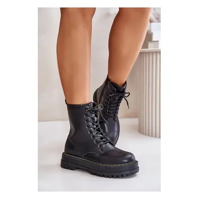 Insulated ankle boots Workery made of eco leather with a zipper black Naléli