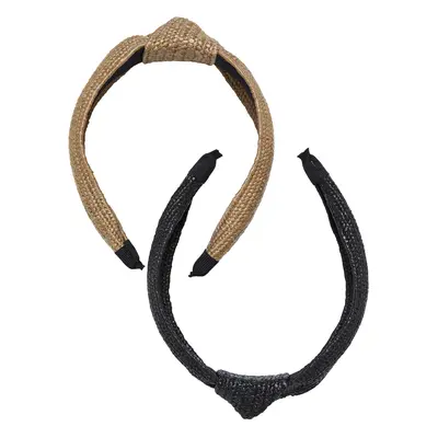 Braid Bast Headband 2-Pack Black/Beige