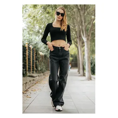 Trendyol Black High Waist Wide Leg Jeans