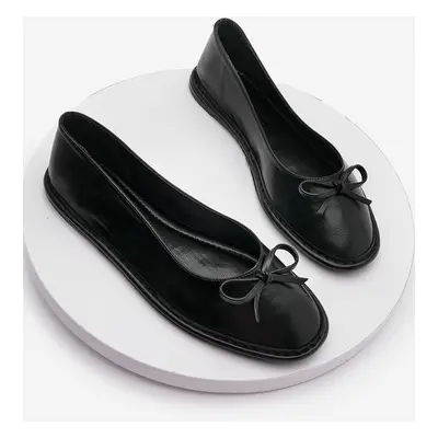 Marjin Women's Foldable Ballerinas with Bow Detail Linsar Black