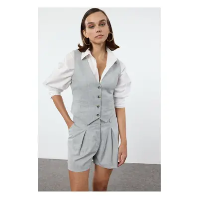 Trendyol Grey Striped Crop/Short Woven Regular Vest