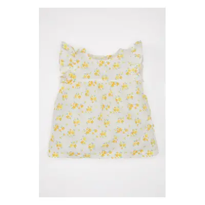 DEFACTO Baby Girl Floral Linen Look Sleeveless Shirt