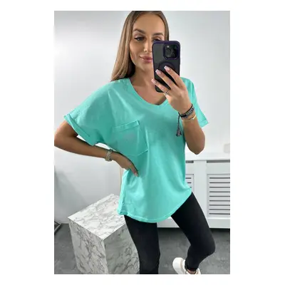 Cotton blouse with mint pocket