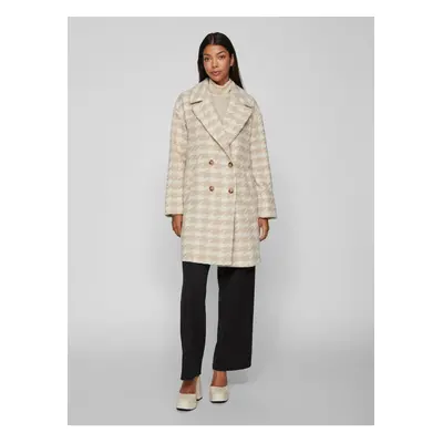 Women's cream-beige patterned coat VILA Vilunes - Women