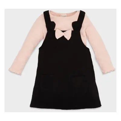 DEFACTO Baby Girl Ribbed Camisole Long Sleeve Cotton T-Shirt Dress Overalls Set