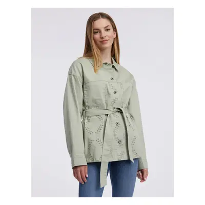 Light green women's patterned denim jacket ORSAY