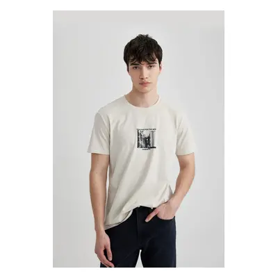 DEFACTO Slim Fit Crew Neck Printed Short Sleeve T-Shirt