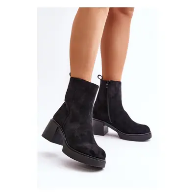 Eco Suede Women's Ankle Boots Insulated Black Meriluna