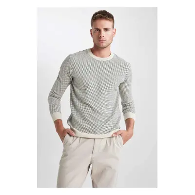 DEFACTO Standard Fit Regular Cut Crew Neck Patterned Knitwear Sweater