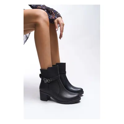 Riccon Iverolia Lock Detailed Heeled Boots Black Skin