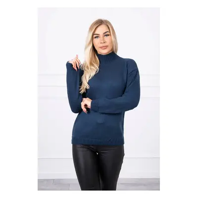 High-neckline sweater in navy blue