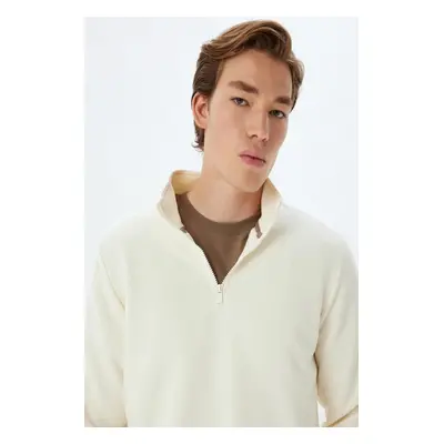 Koton Half Zip Collar Sweatshirt Long Sleeve Cotton Blend