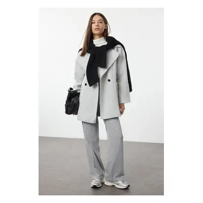 Trendyol Grey Oversize Wide Cut Cashmere Jacket Coat