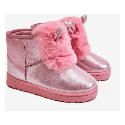 Girls' Snow Warm Boots with Fur Ears Pink Betty