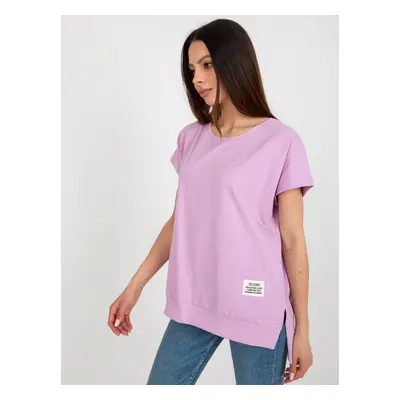 Light purple women's oversize blouse with slits