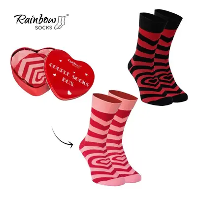 PAIR BOX pairs Box Heart Rainbow Socks