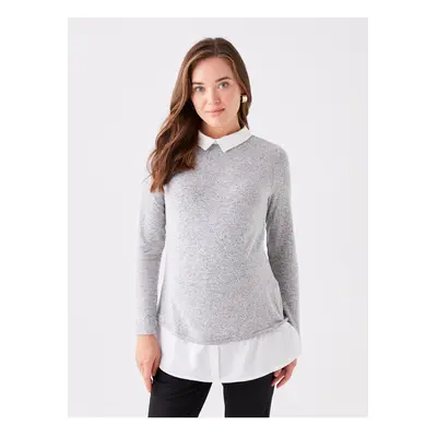 LC Waikiki Shirt Collar Plain Long Sleeve Maternity T-Shirt