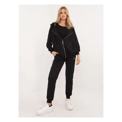 Black three-piece tracksuit with top