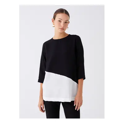 LC Waikiki LCWAIKIKI Women's Classic Crew Neck Color Block Blouse