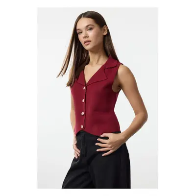 Trendyol Claret Red Regular Button Detailed Vest