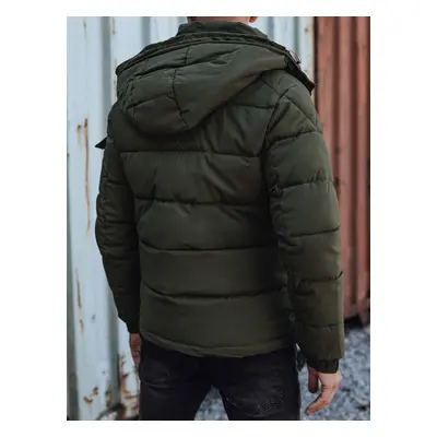 Men's winter quilted jacket with hood green Dstreet