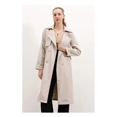 Bigdart Double Breasted Collar Trench Coat - Beige