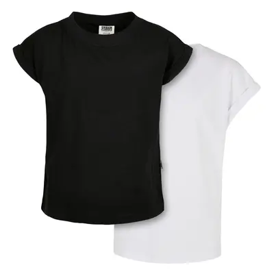 Girls' Organic T-Shirt with Extended Shoulder 2-Pack Black/White